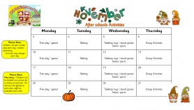 Afterschool November Timetable
